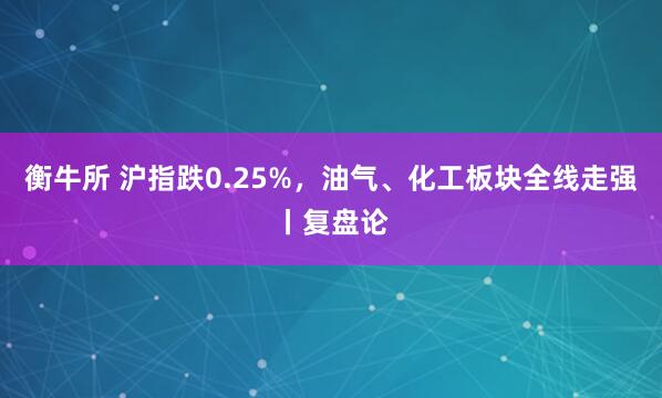 衡牛所 沪指跌0.25%，油气、化工板块全线走强丨复盘论